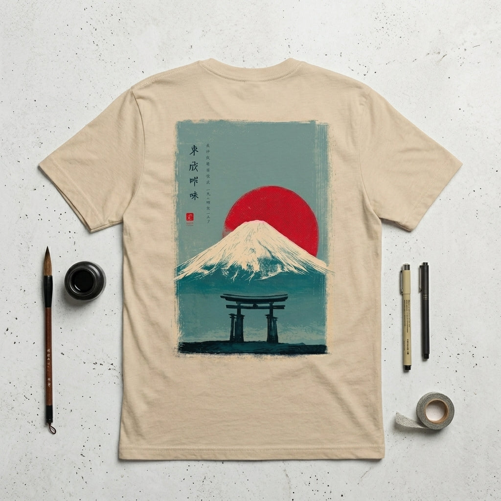 Vintage Mount Fuji & Torii Gate Graphic T-Shirt | Japanese Aesthetic Tee