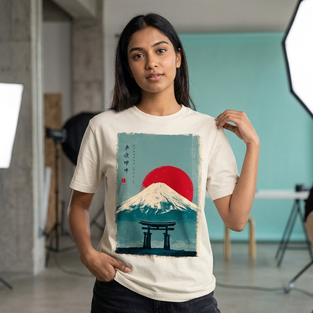 Vintage Mount Fuji & Torii Gate Graphic T-Shirt | Japanese Aesthetic Tee